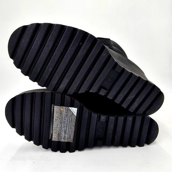 UGG Australia Valory Wedge Boots Black Suede Leather Waterproof Bootie Women's 7 - Picture 4 of 10